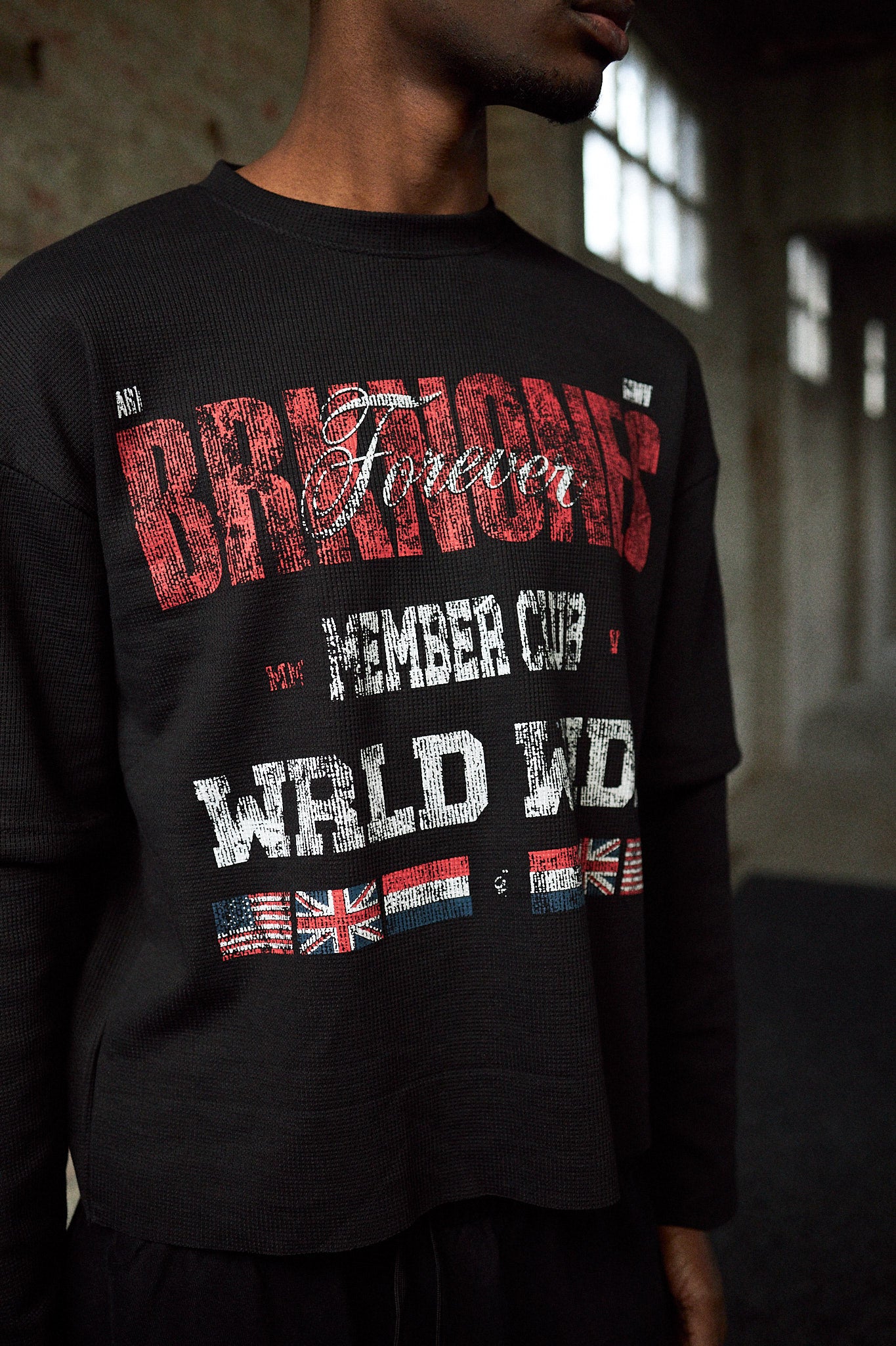 BLACK DOUBLE LAYERED 'MEMBER CLUB' LONGSLEEVE